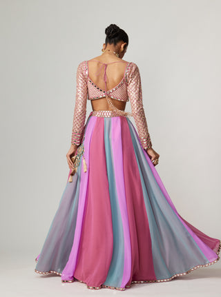Mauve multicolor lehenga pants set