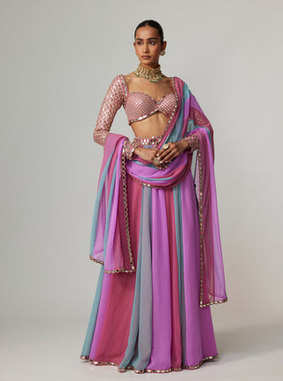 Mauve multicolor lehenga pants set