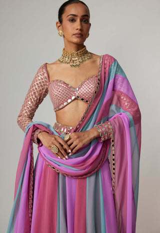Mauve multicolor lehenga pants set
