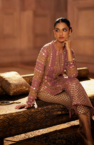 Mud mauve mirror straight kurta set
