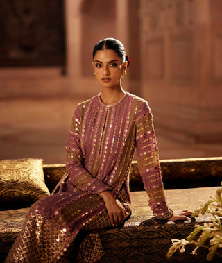 Mud mauve mirror straight kurta set