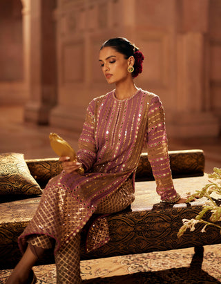 Mud mauve mirror straight kurta set