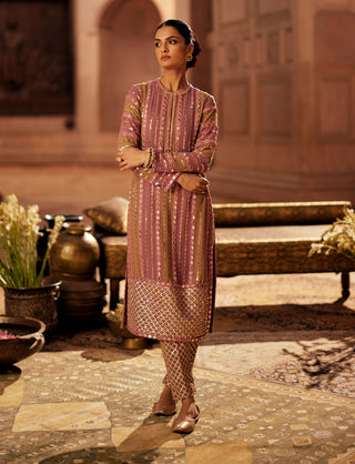 Mud mauve mirror straight kurta set