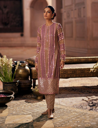Mud mauve mirror straight kurta set