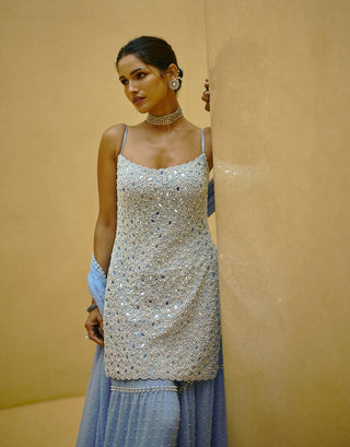 Dew blue kurta and sharara set