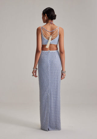 Dew blue pencil skirt set