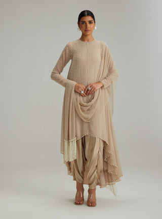 Light beige pearl kurta set
