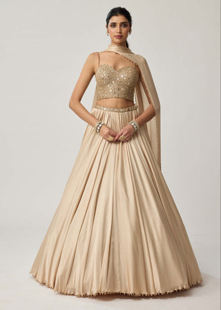 Light beige satin lehenga set