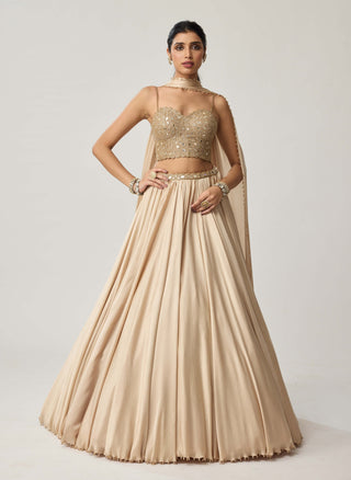 Light beige satin lehenga set