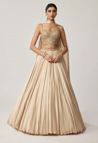 Light beige satin lehenga set