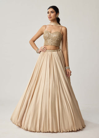 Light beige satin lehenga set