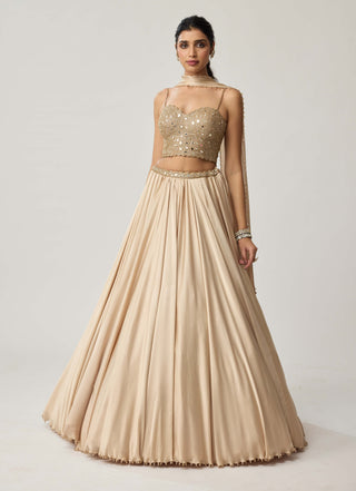 Light beige satin lehenga set
