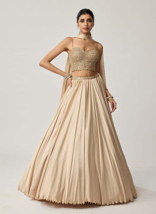 Light beige satin lehenga set