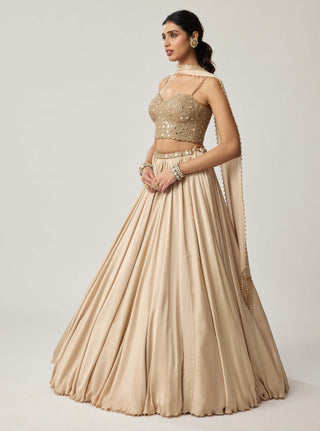 Light beige satin lehenga set