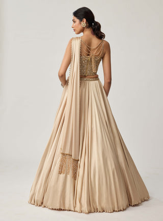 Light beige satin lehenga set