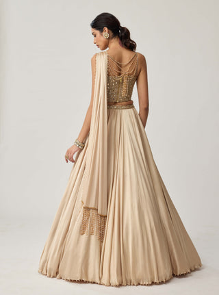 Light beige satin lehenga set