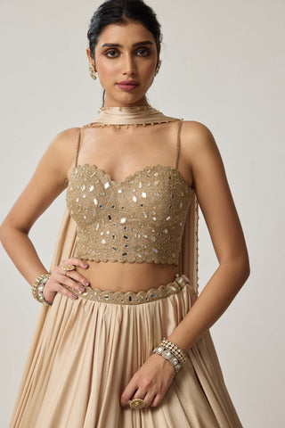 Light beige satin lehenga set
