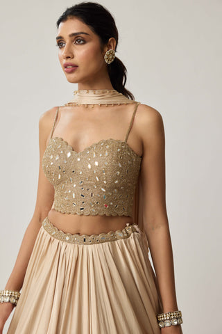Light beige satin lehenga set