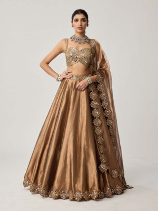 Copper organza lehenga set