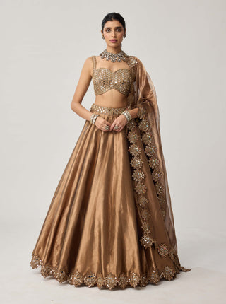 Copper organza lehenga set