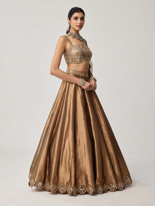 Copper organza lehenga set