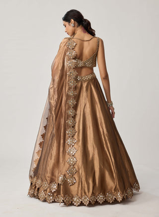 Copper organza lehenga set