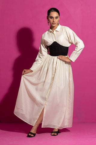 Saksham & Neharicka-Saki Ivory Corset Dress-INDIASPOPUP.COM
