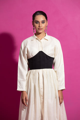 Saksham & Neharicka-Saki Ivory Corset Dress-INDIASPOPUP.COM