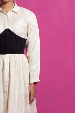 Saksham & Neharicka-Saki Ivory Corset Dress-INDIASPOPUP.COM