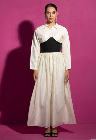 Saksham & Neharicka-Saki Ivory Corset Dress-INDIASPOPUP.COM