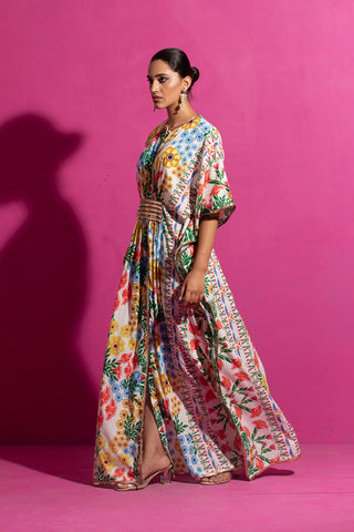 Saksham & Neharicka-Multicolor Printed Kaftan-INDIASPOPUP.COM