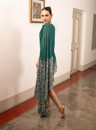 Teal Embroidered Dress by Saksham & Neharicka available on Indiaspopup