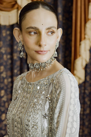 Harihar Silver Ivory Kurta And Palazzo by Saksham & Neharicka available on Indiaspopup