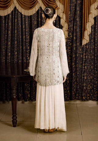 Harihar Silver Ivory Kurta And Palazzo by Saksham & Neharicka available on Indiaspopup