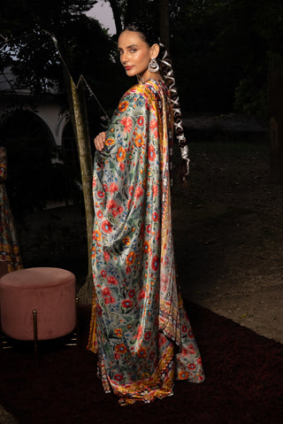 Gray Printed A-Line Kurta Set by Saksham & Neharicka available on Indiaspopup