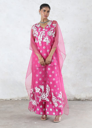 Phulia hot pink cape and tunic set