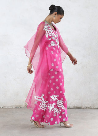 Phulia hot pink cape and tunic set