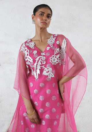 Phulia hot pink cape and tunic set