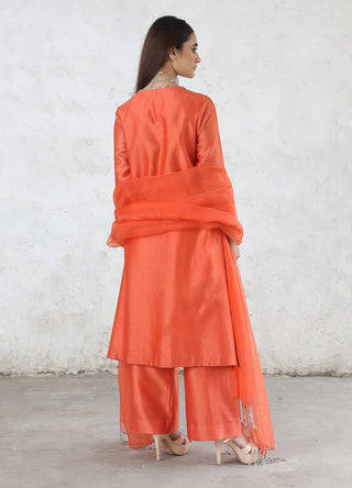 Laalima vermilion embroidered kurta set