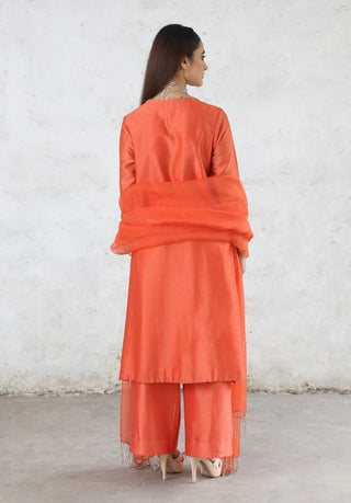 Laalima vermilion embroidered kurta set