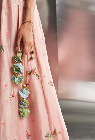 Light Pink Embroidered Lehenga Set by Charkhee, available on Indiaspopup.com