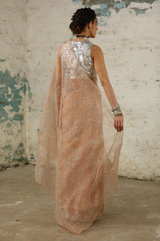 Dune Organza Sari And Unstitched Blouse by Saksham & Neharicka available on Indiaspopup.com