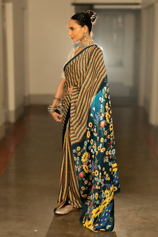 Pataliputra Printed Sari And Unstitched Blouse by Saksham & Neharicka available on Indiaspopup