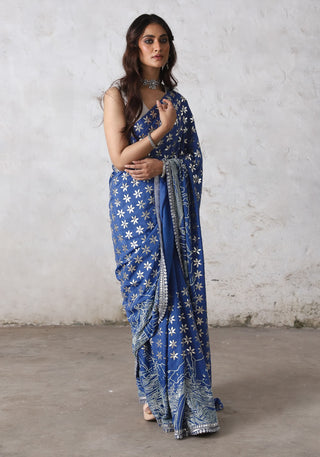 Neelga cornflower blue sari and blouse piece