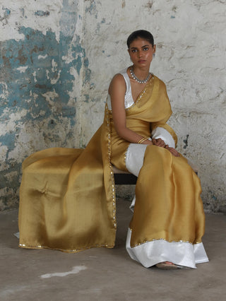 Indrani ochre sari and blouse piece