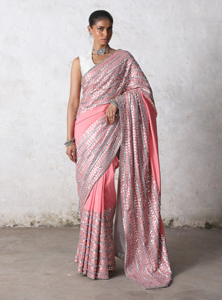Joyeeta flamingo pink sari and blouse piece