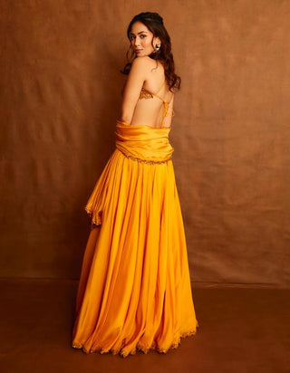 Punit Balana Mustard Kasundi Lehenga Set available on indiaspopup