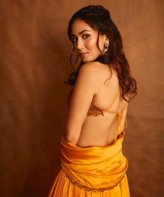 Punit Balana Mustard Kasundi Lehenga Set available on indiaspopup
