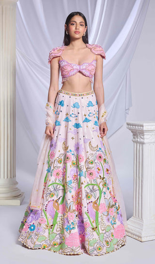 Whimsical Wonderland Ivory Lehenga Set by Papa Don'T Preach By Shubhika, available on Indiaspopup.com