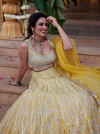 Chamee And Palak-Yellow Mia Lehenga Set-INDIASPOPUP.COM